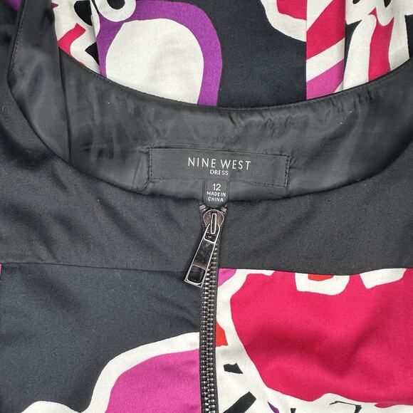 Nine West Women’s Floral Sleeveless Dress Size 12 Zip Front with Pockets - Picture 4 of 7